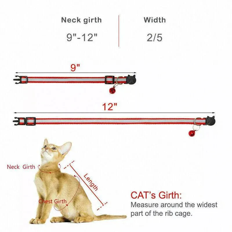 Reflective Cat Collar with Breakaway Buckle and Bell Adjustable for Small Pet Use - Light Purple