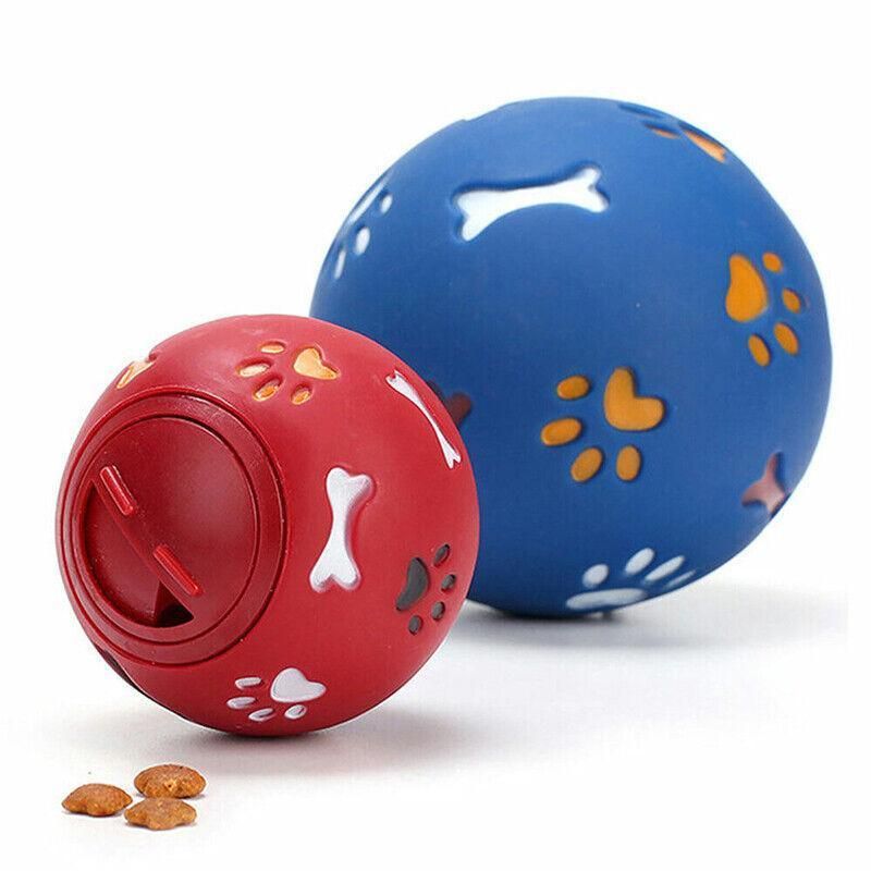 11cm Dog Pet Fun Tough-Treat Ball Tumbler Mental Food Dispenser Feeder Puzzle Toy - Blue