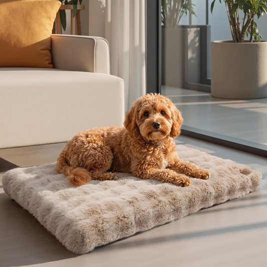 Plush Pet Bed with Non Slip Base and Removable Cover