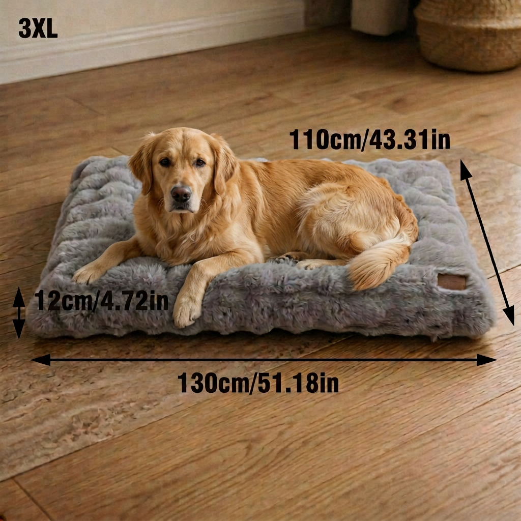Plush Pet Bed with Non Slip Base and Removable Cover