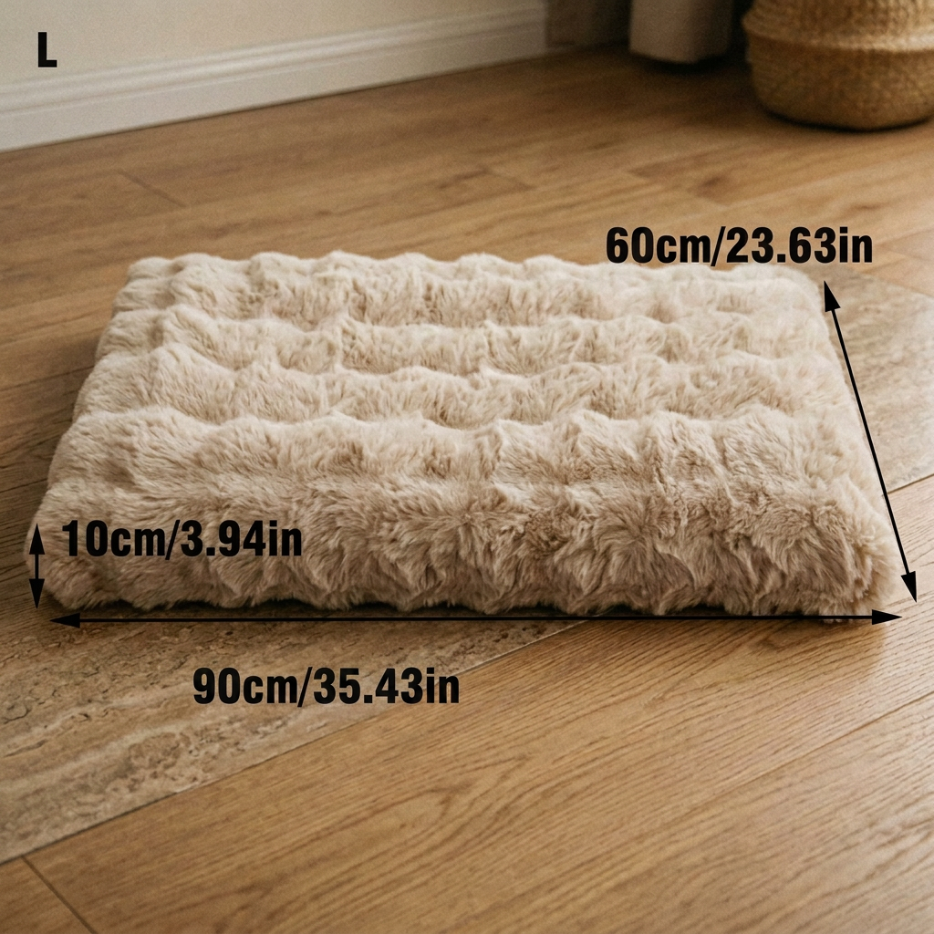 Plush Pet Bed with Non Slip Base and Removable Cover