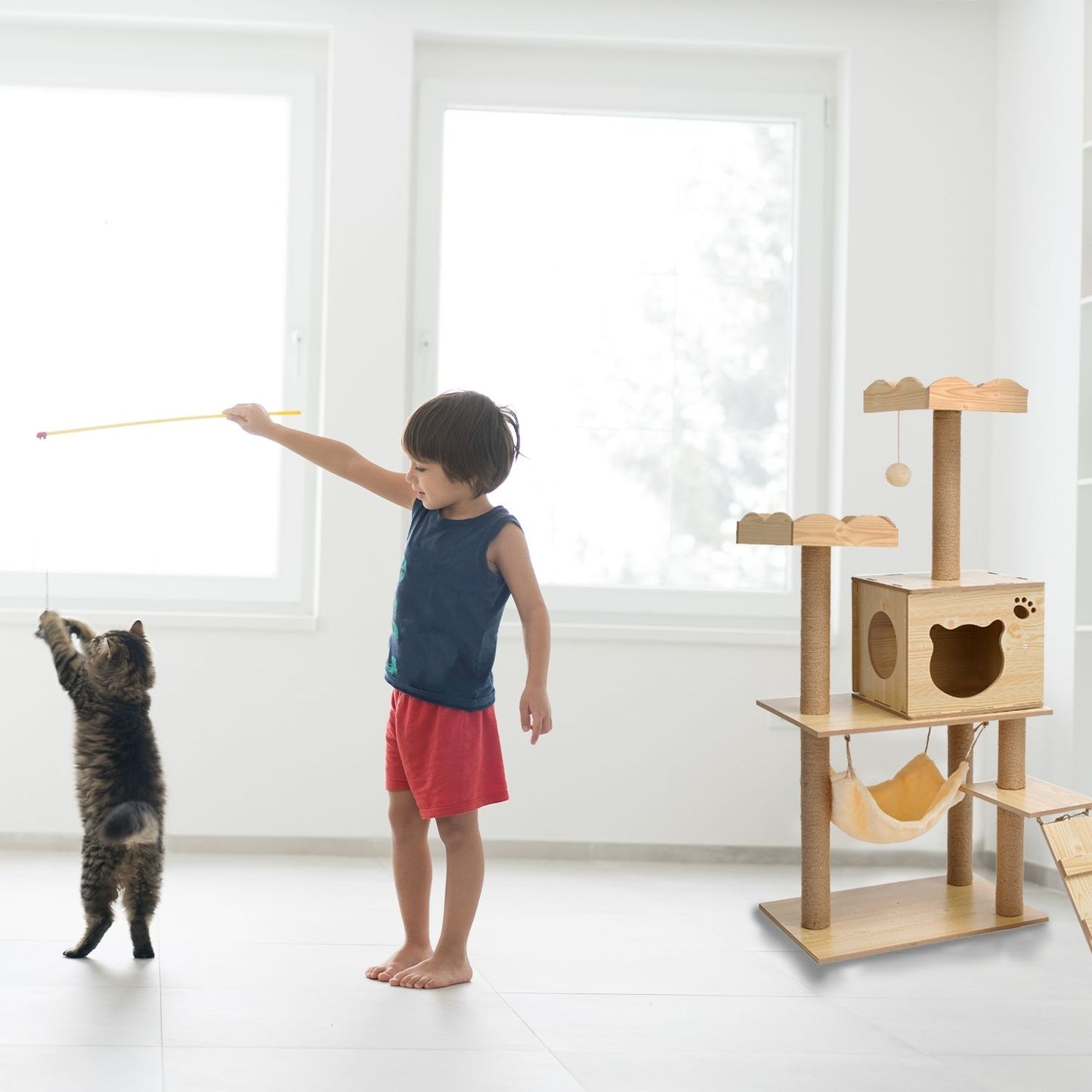 Cat Tree (120cm / 135cm Wood) - PT-CT-132-RN / PT-CT-132-MM