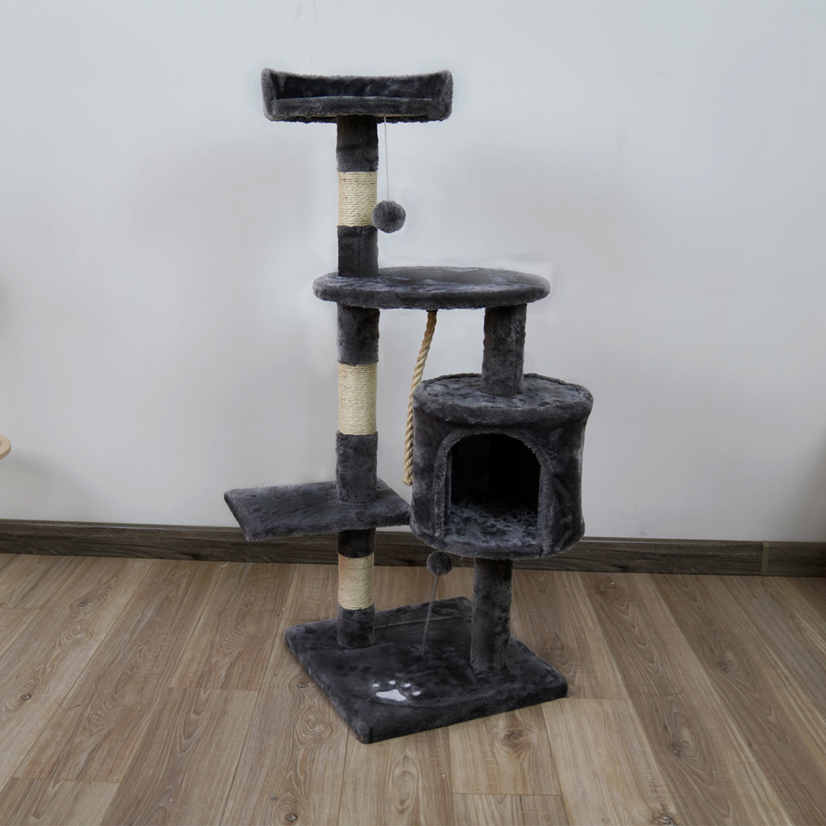 Furtastic 110cm Cat Tree Scratching Post - Dark Grey