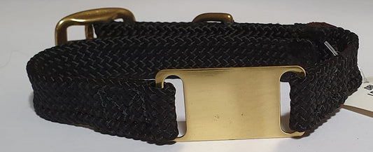 Mendota Products - ID Junior Dog Collar with Brass Tag - SIZES: 35CM,  - Made in the USA - Black