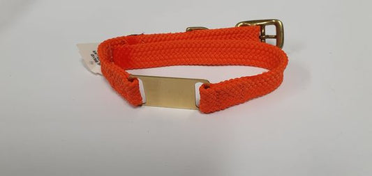 Mendota Products - ID Junior Dog Collar with Brass Tag - SIZES: 35CM,  - Made in the USA - Orange