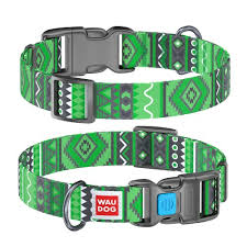 Collar Company Dog Collar Nylon - Printed with - ETNO GREEN 24-40CM