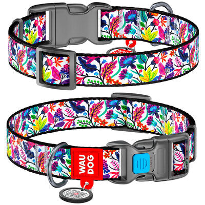 Collar Company Dog Collar Nylon - Printed with - MAGIC FLOWERS 24-40CM