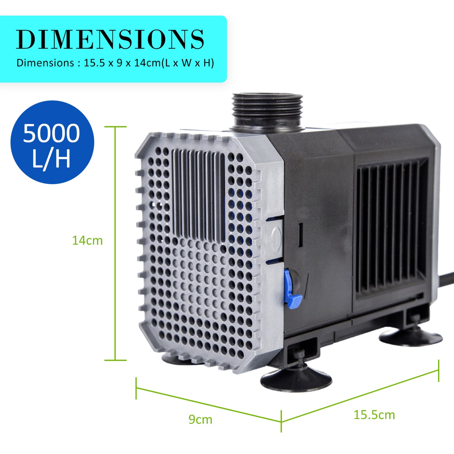 Dynamic Power Aquarium Submersible Water Pump 5000L/H 80W 3.8m Pond