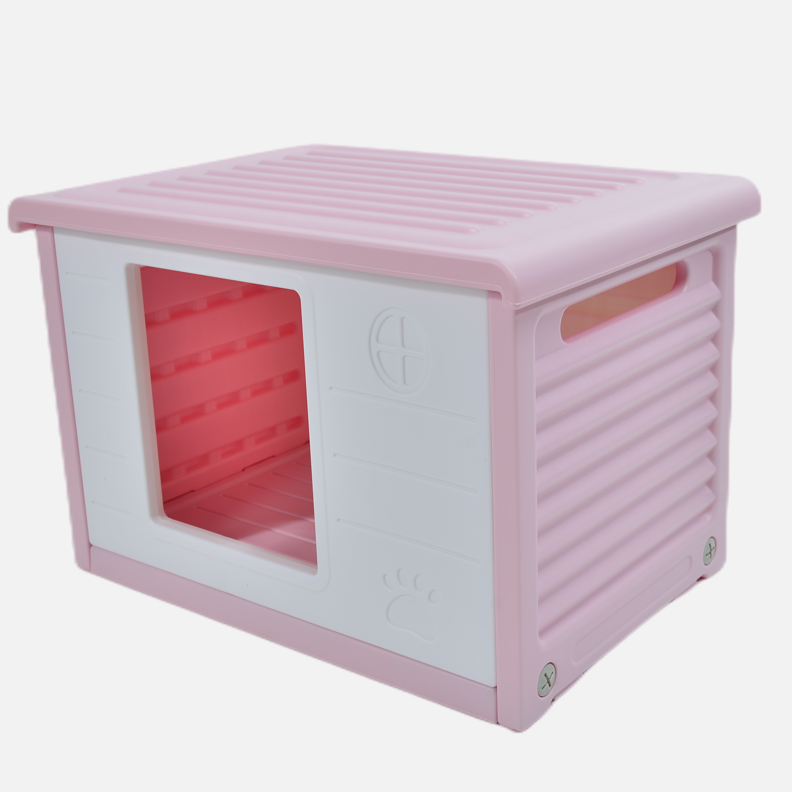 YES4PETS Small Plastic Pet Dog Puppy Cat House Kennel Pink