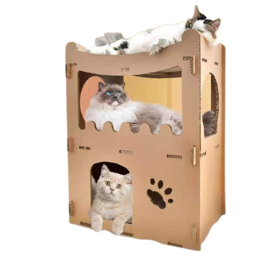 YES4PETS Cat Cardboard House Tower Condo Scratcher Pet Post Furniture Double Storey