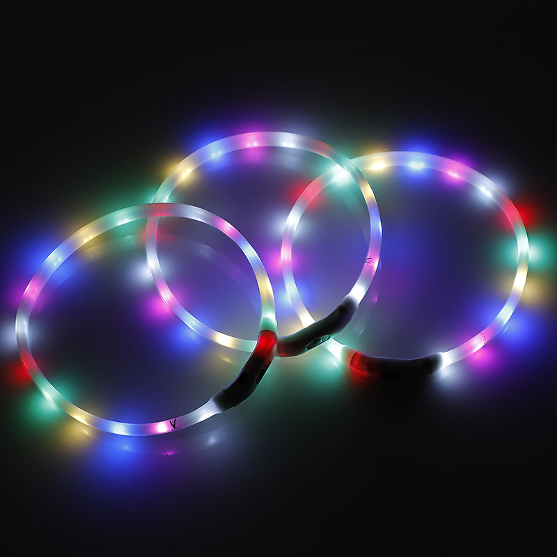 YES4PETS Medium 55CM LED Dog Collar USB Rechargeable Night Glow Flashing Light Up Safety Pet Collars