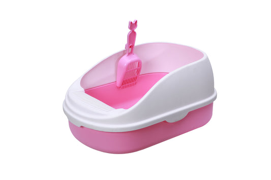 YES4PETS Medium Portable Cat Toilet Litter Box Tray with Scoop Pink