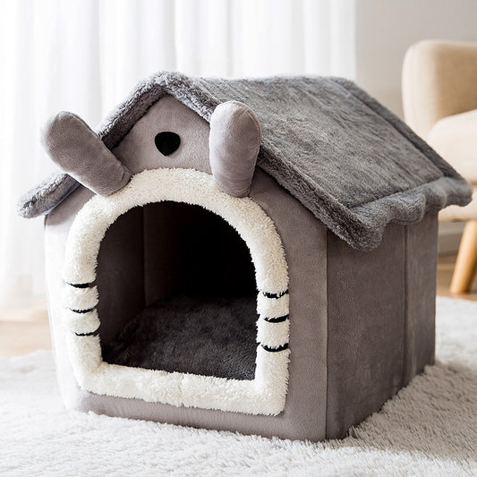 Medium Dog House Bed Portable Cat Bed Removable Cushion Cat Cave, Foldable  Pets Puppy Kitten Rabbit