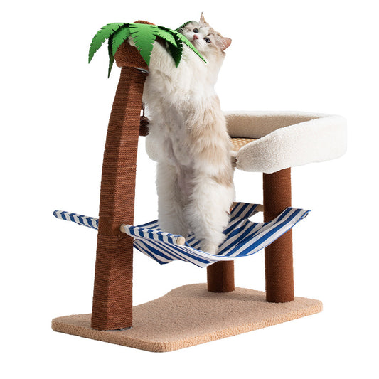 Wood coconut tree hammock cat bed dog bed cat scratching post toy pet nest