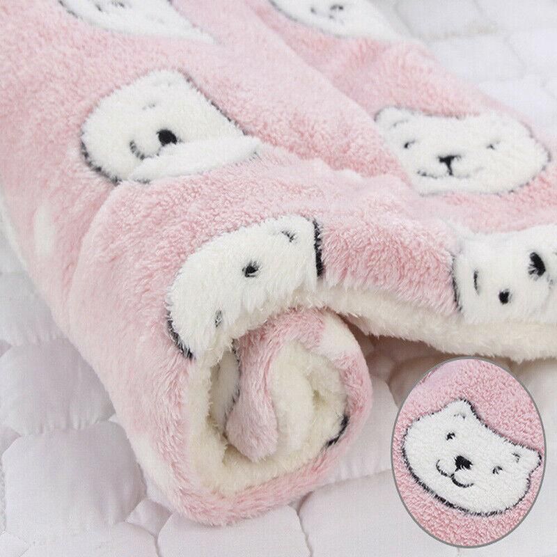 L Size Puppy Dog Cat Cushion Mattress Blanket Bed Soft Warm Pad Winter Kennel House - Pink Bear