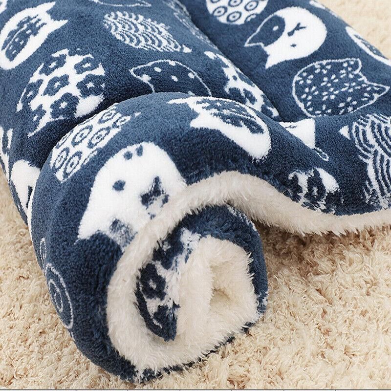L Size Puppy Dog Cat Cushion Mattress Blanket Bed Soft Warm Pad Winter Kennel House - Brown Footprint