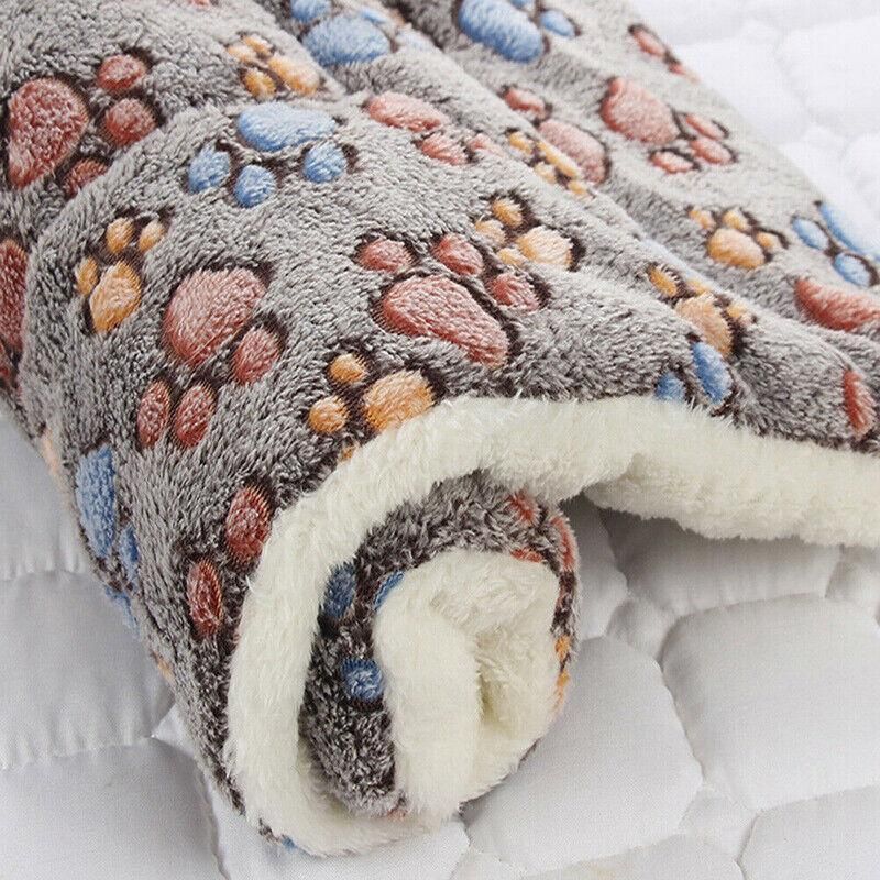 L Size Puppy Dog Cat Cushion Mattress Blanket Bed Soft Warm Pad Winter Kennel House - Brown Footprint
