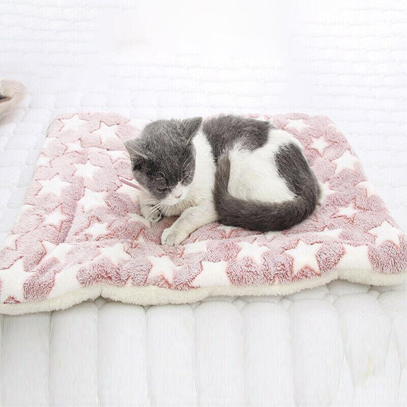 L Size Puppy Dog Cat Cushion Mattress Blanket Bed Soft Warm Pad Winter Kennel House - Blue Whitestar