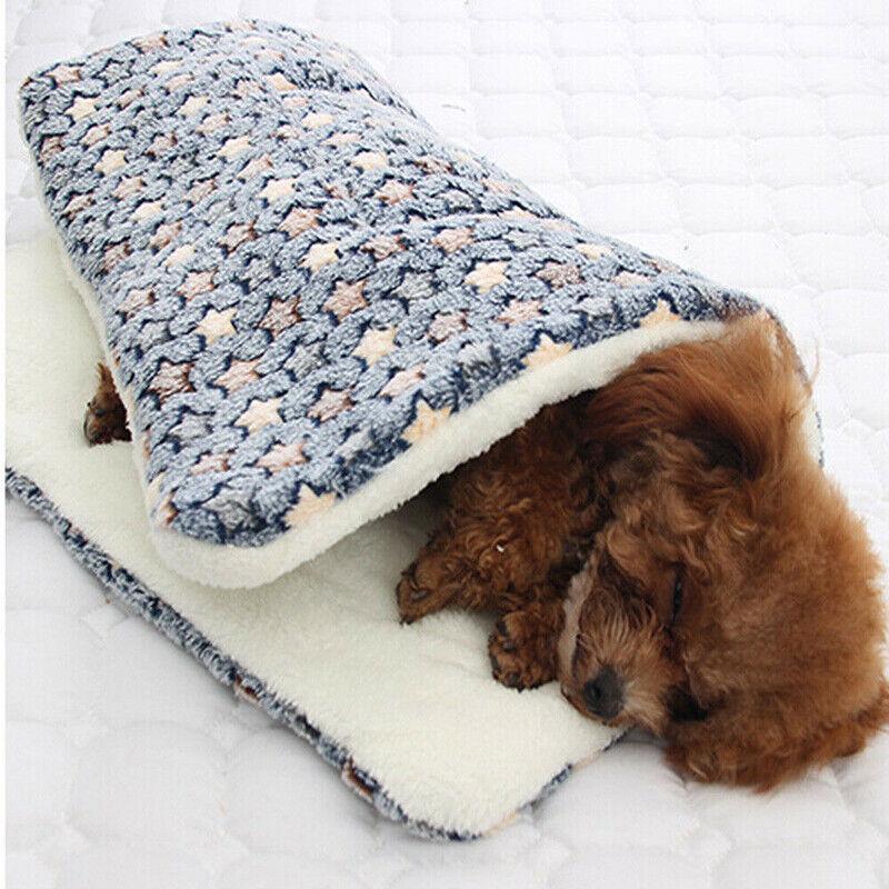 L Size Puppy Dog Cat Cushion Mattress Blanket Bed Soft Warm Pad Winter Kennel House - Blue Whitestar