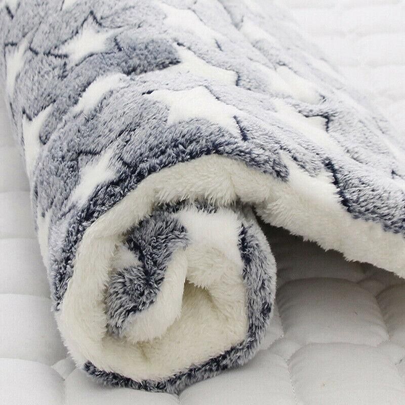 L Size Puppy Dog Cat Cushion Mattress Blanket Bed Soft Warm Pad Winter Kennel House - Blue Brownstar