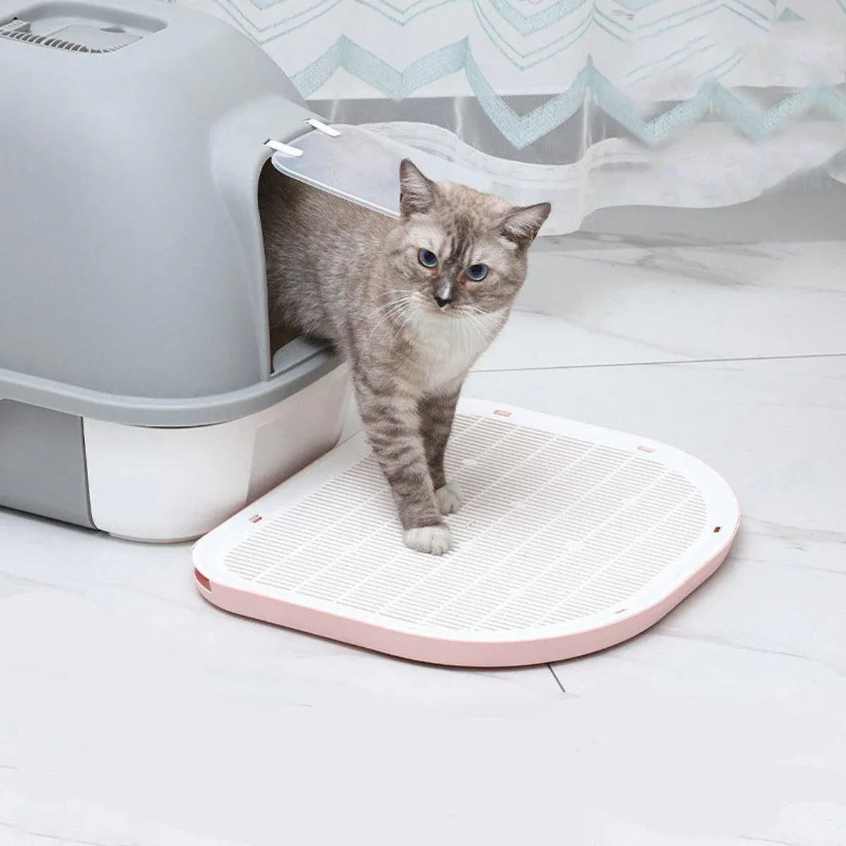 Anti Spill Cat Litter Mat Double Layer Pet Toilet Mat for Litter Box - Blue