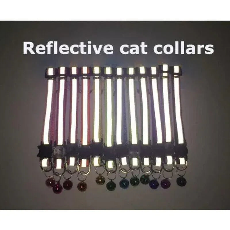 Reflective Cat Collar with Breakaway Buckle and Bell Adjustable for Small Pet Use - Apple Green