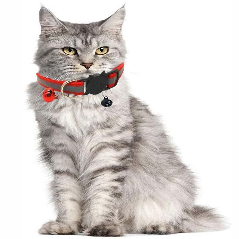Reflective Cat Collar with Breakaway Buckle and Bell Adjustable for Small Pet Use - Apple Green