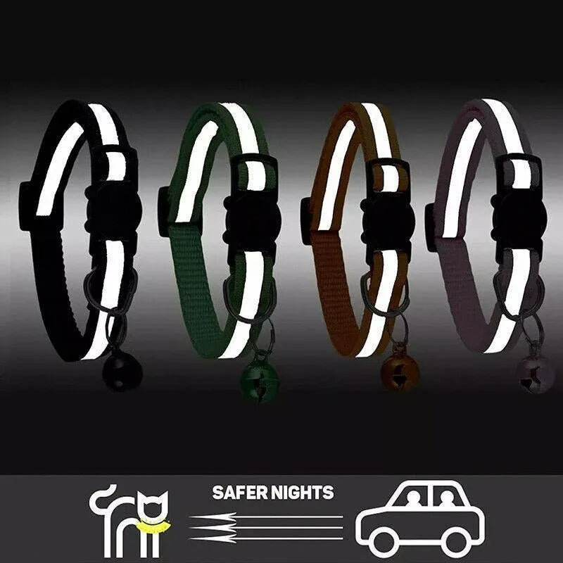 Reflective Cat Collar with Breakaway Buckle and Bell Adjustable for Small Pet Use - Apple Green
