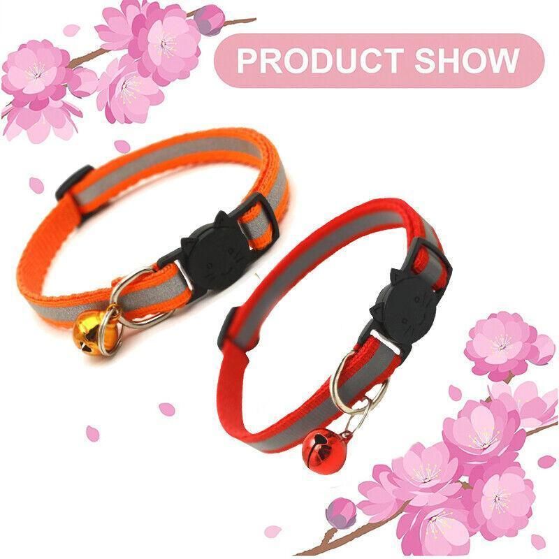 Reflective Cat Collar with Breakaway Buckle and Bell Adjustable for Small Pet Use - Light Purple