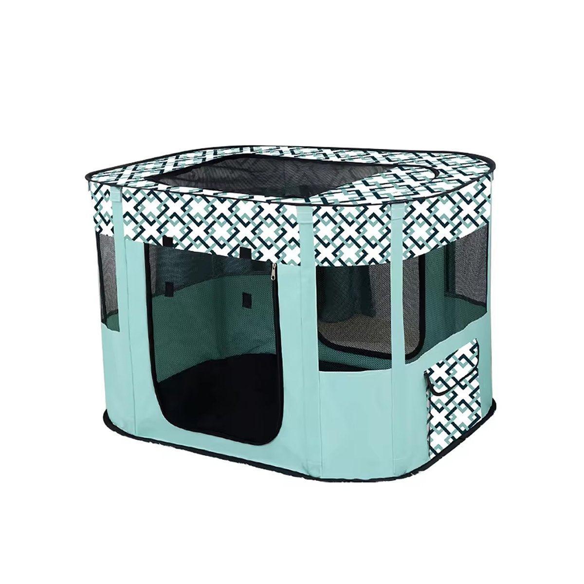 Foldable Cat Dog Kennel Pet Delivery Cage Portable Pet Fence Tent - Purple-XL