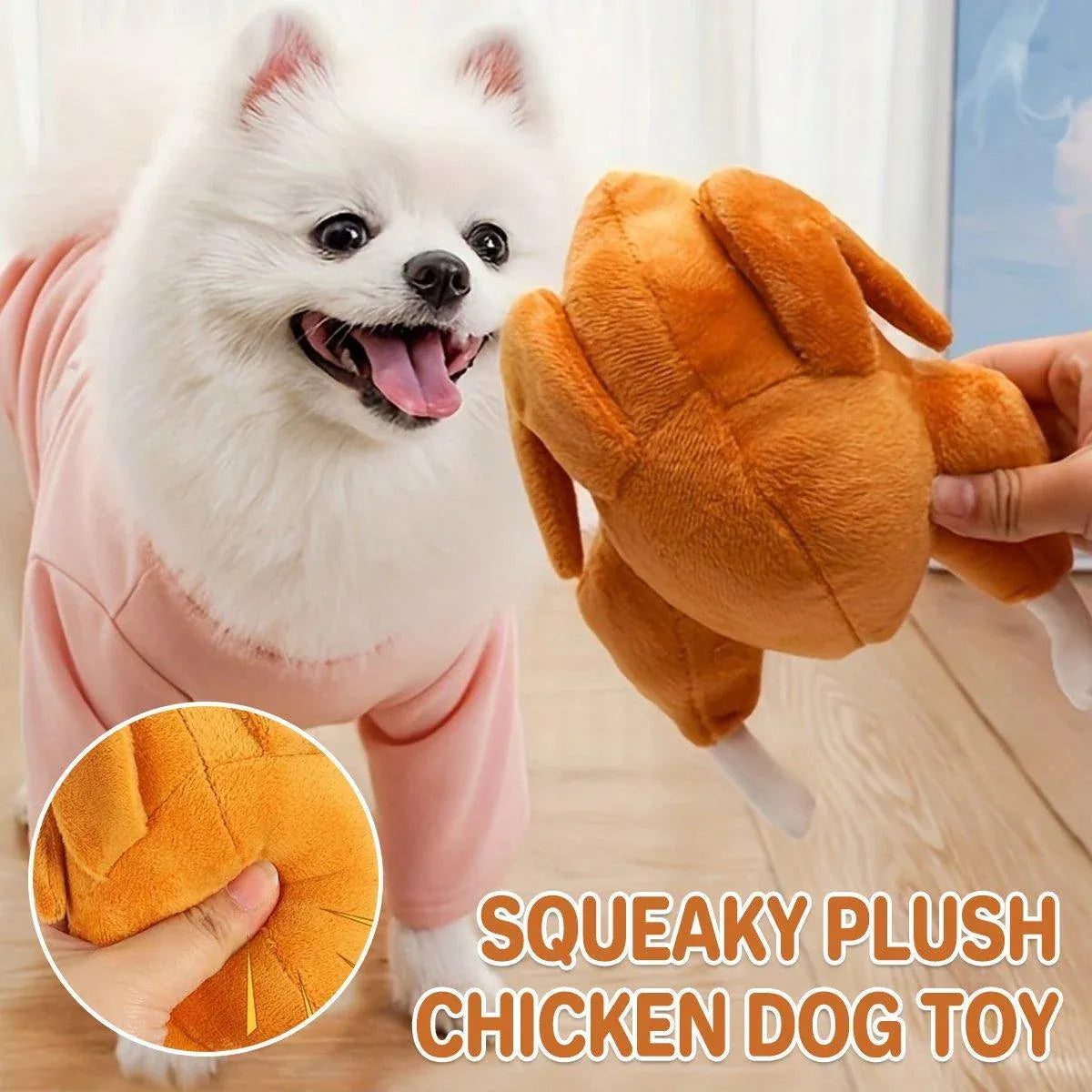 Plush Roast Chicken Dog Toy Squeaky Sound Stuffed Interactive Pet Plaything