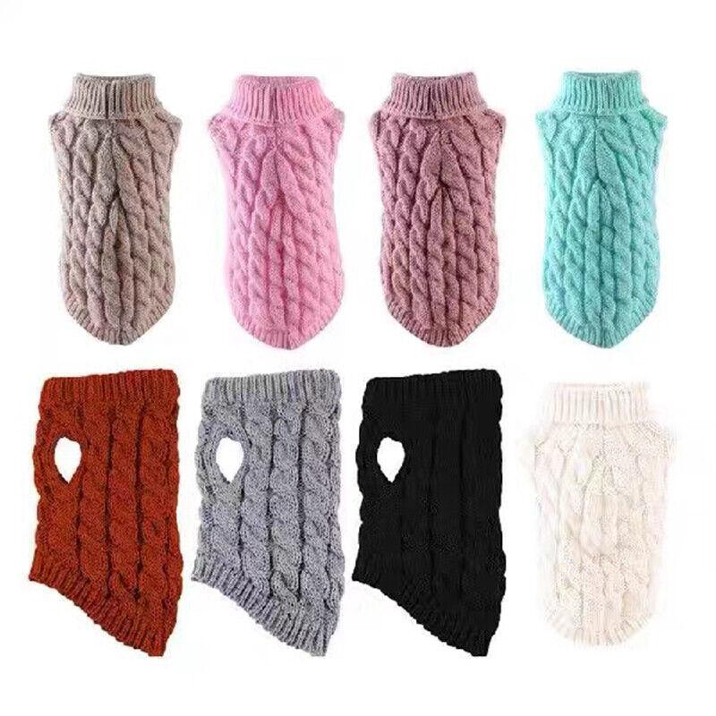 Puppy Dog Jumper Winter Warm Knitted Sweater Pet Clothes Small Dogs Coat Thermal L Size - Beige