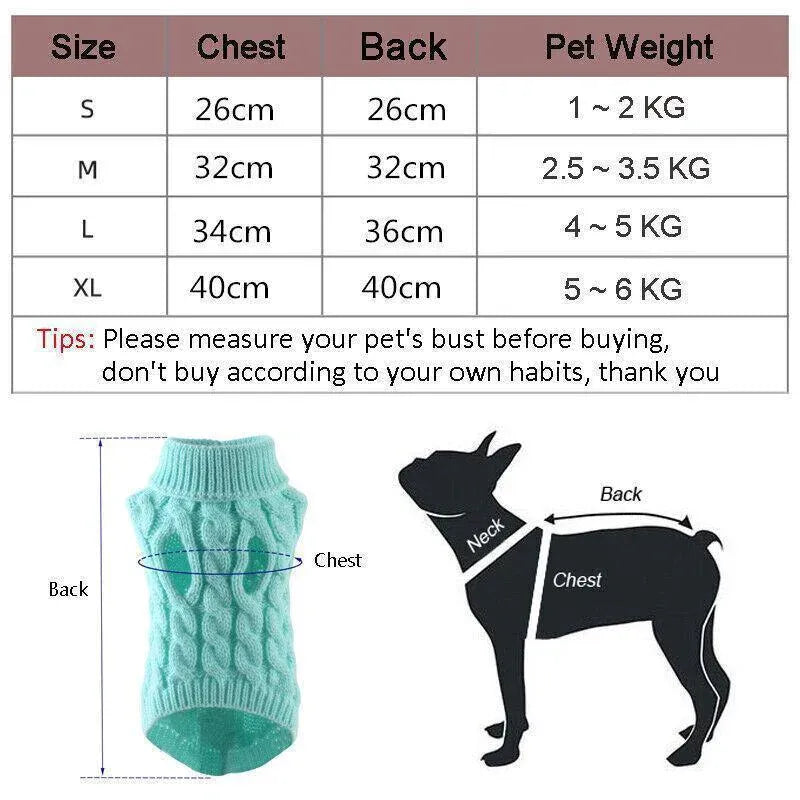 Puppy Dog Jumper Winter Warm Knitted Sweater Pet Clothes Small Dogs Coat Thermal S Size - Black
