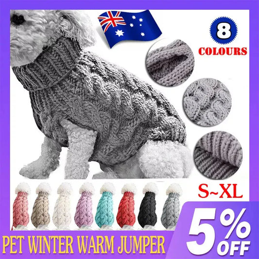 Puppy Dog Jumper Winter Warm Knitted Sweater Pet Clothes Small Dogs Coat Thermal S Size - Leather Pink