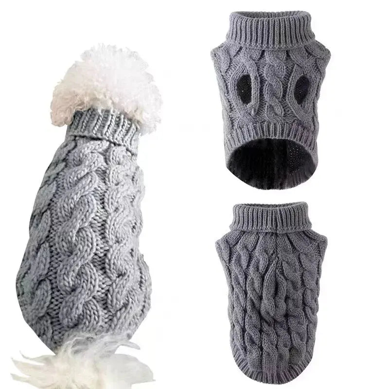 Puppy Dog Jumper Winter Warm Knitted Sweater Pet Clothes Small Dogs Coat Thermal S Size - White