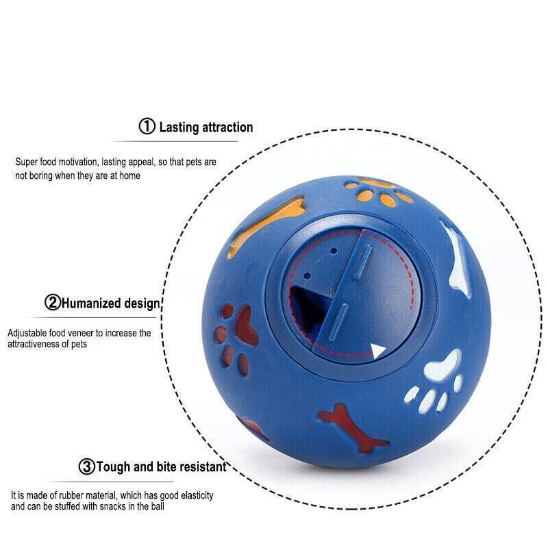 11cm Dog Pet Fun Tough-Treat Ball Tumbler Mental Food Dispenser Feeder Puzzle Toy - Blue