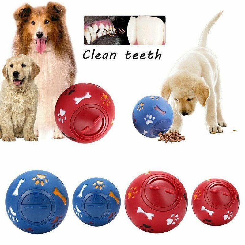 11cm Dog Pet Fun Tough-Treat Ball Tumbler Mental Food Dispenser Feeder Puzzle Toy - Blue