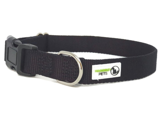 100% Pure Bamboo Fibre Dog Collar Plastic Buckle - Moondidley Pets Large Black