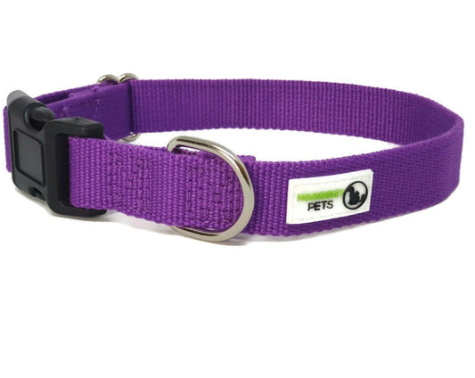 100% Pure Bamboo Fibre Dog Collar Plastic Buckle - Moondidley Pets Medium Purple