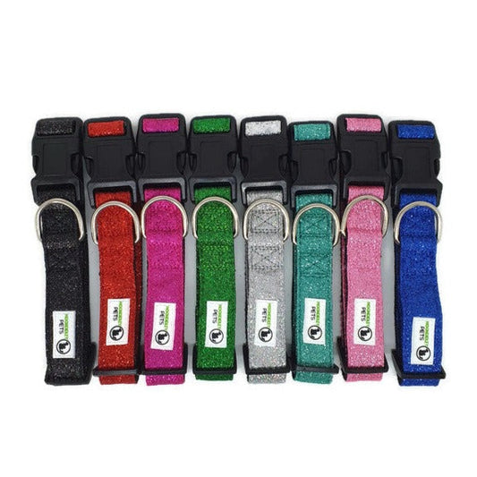 Bling Glitter Overlay Nylon Dog Collar Breakaway Buckle