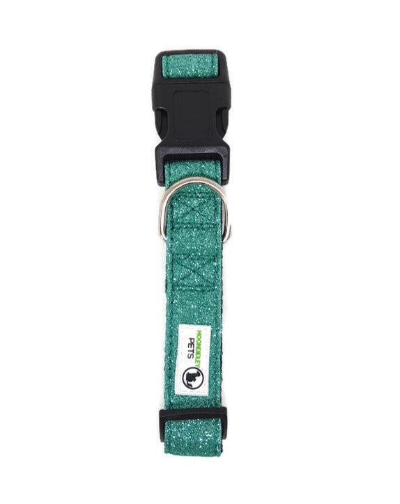 Bling Glitter Overlay Nylon Dog Collar Breakaway Buckle - Moondidley Pets Medium Turquoise