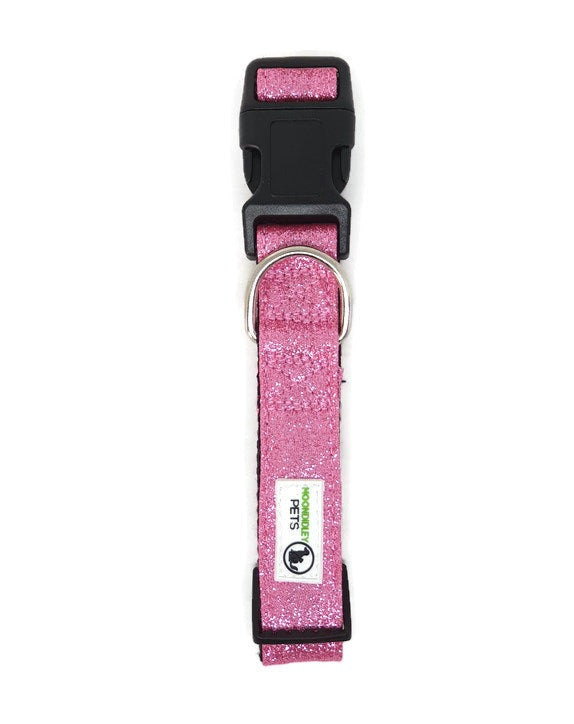 Bling Glitter Overlay Nylon Dog Collar Breakaway Buckle - Moondidley Pets X-Small Light Pink