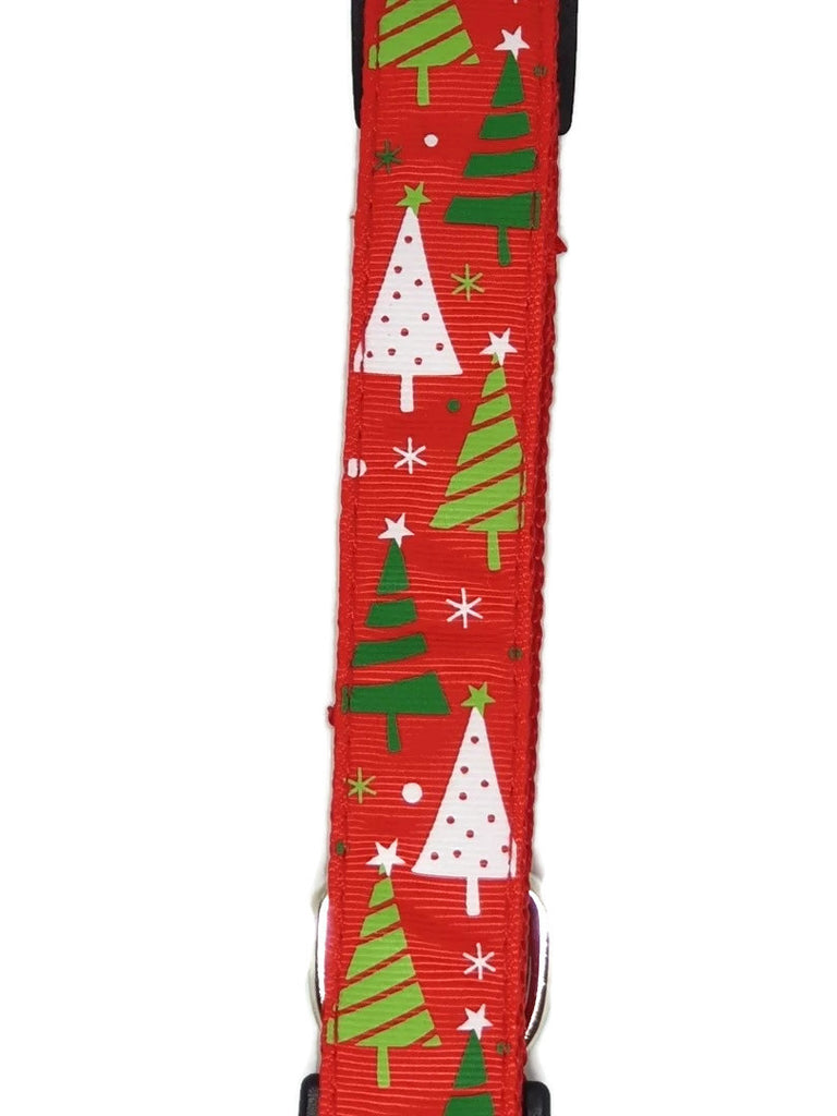 Christmas Dog Collars Adjustable - Moondidley Pets Medium Red Xmas Trees