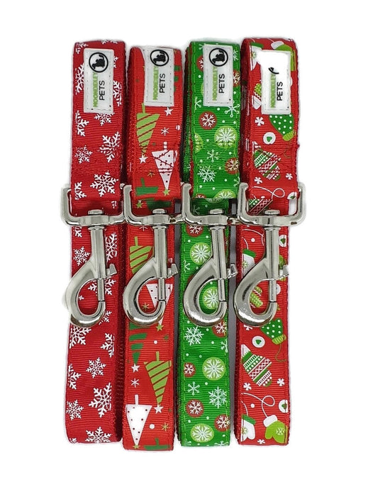 Christmas Dog Leashes 1.2m - Moondidley Pets Red Mittens