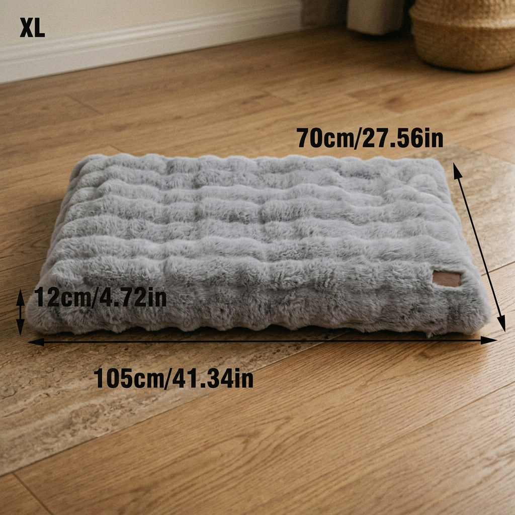 Plush Pet Bed with Non Slip Base and Removable Cover