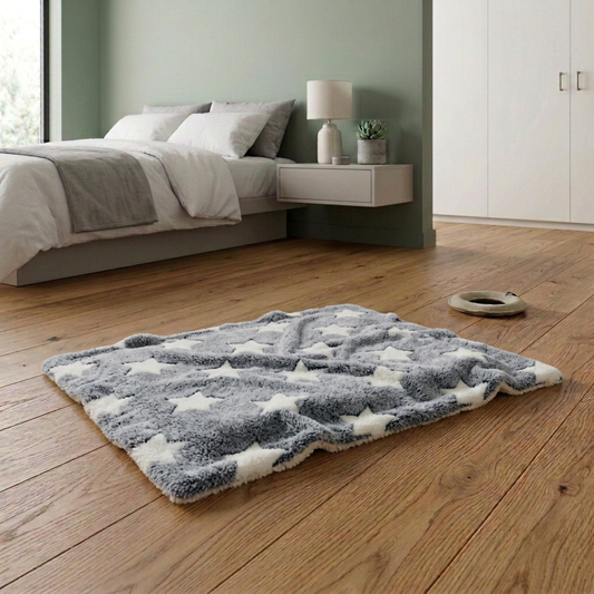 L Size Puppy Dog Cat Cushion Mattress Blanket Bed Soft Warm Pad Winter Kennel House - Blue Whitestar